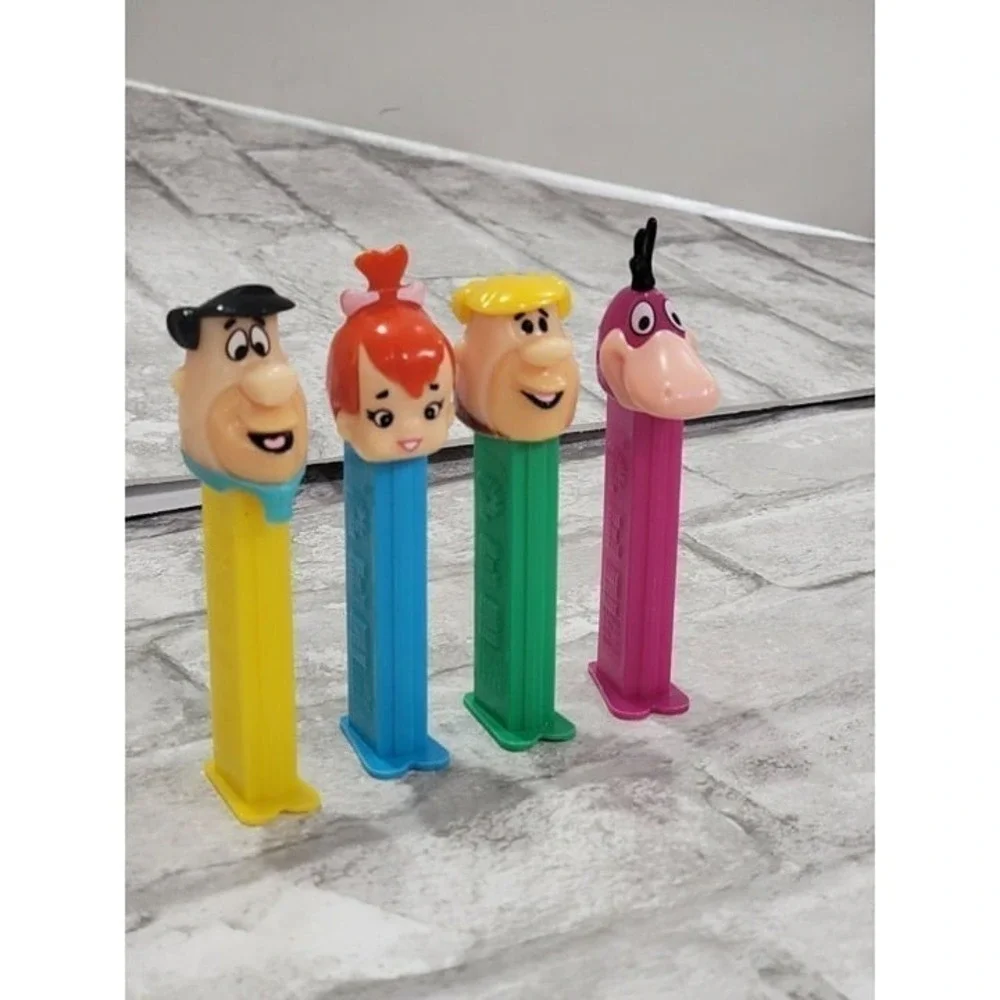 Vintage Flinstones Pez Candy Dispensers, Set of 4, made in Slovenia, Dino, Fred,